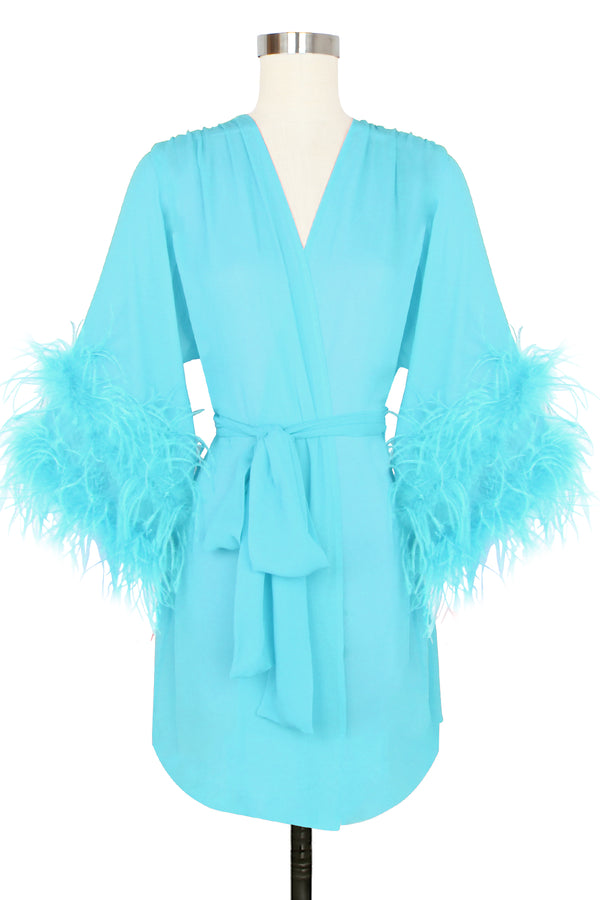 Mini Glamour Robe- Bright Aqua - Glam Glam Boudoir