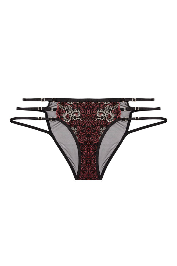 Playful Promises Dakota Red Snake Embroidery Brief