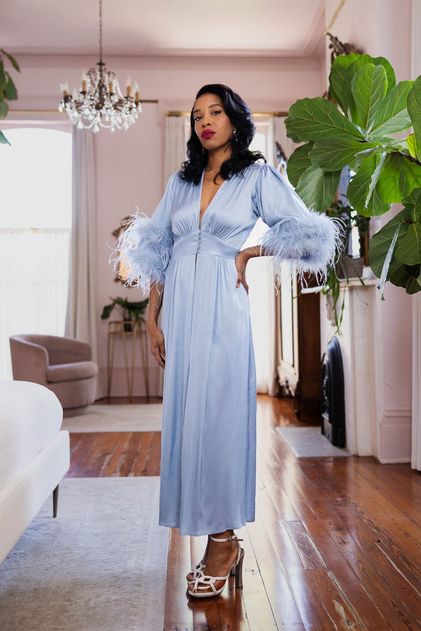 Glam Harlow Robe - Blue Fog