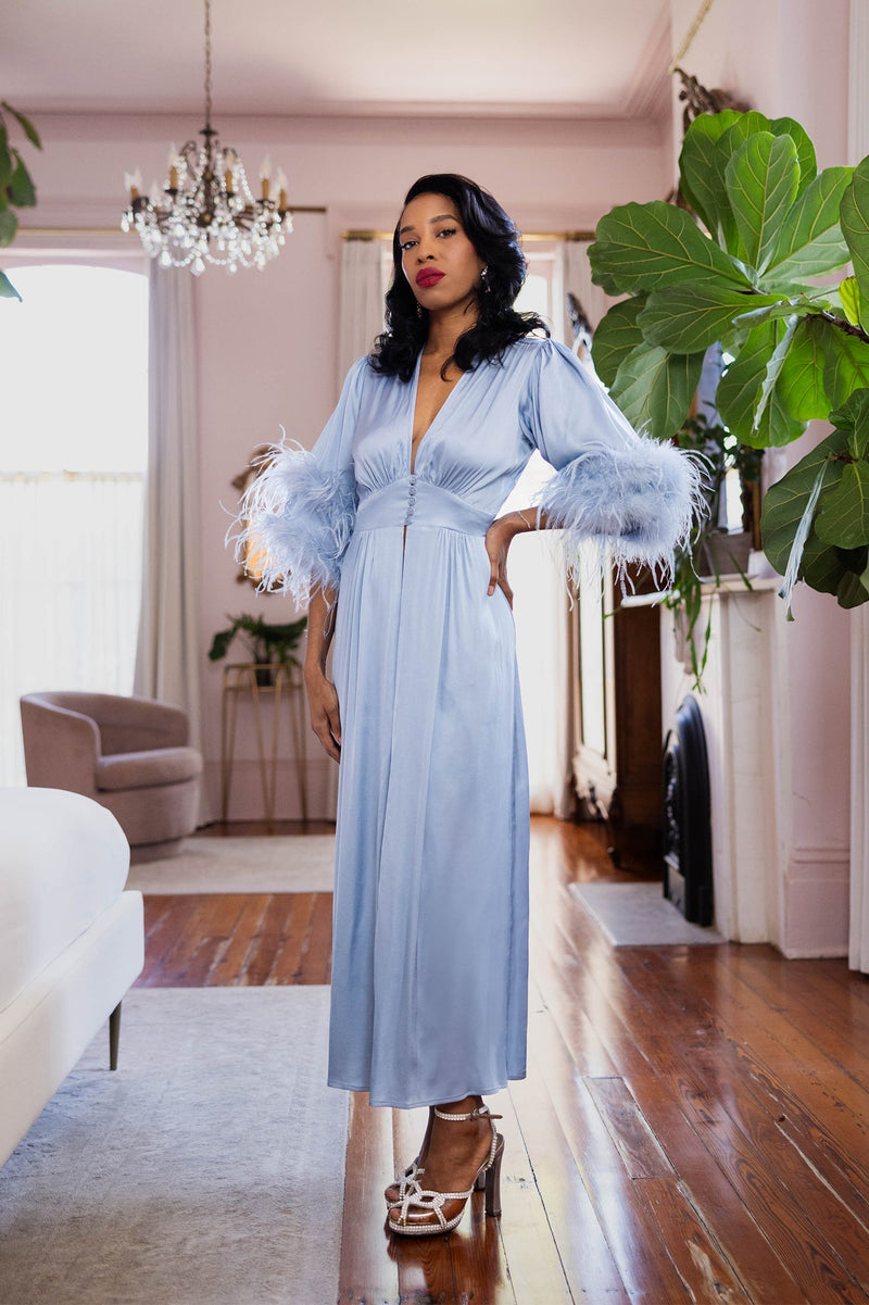 Glam Harlow Robe - Blue Fog