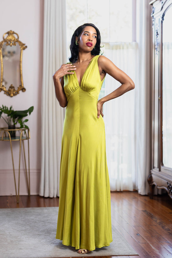 30s Bias Gown - Chartreuse