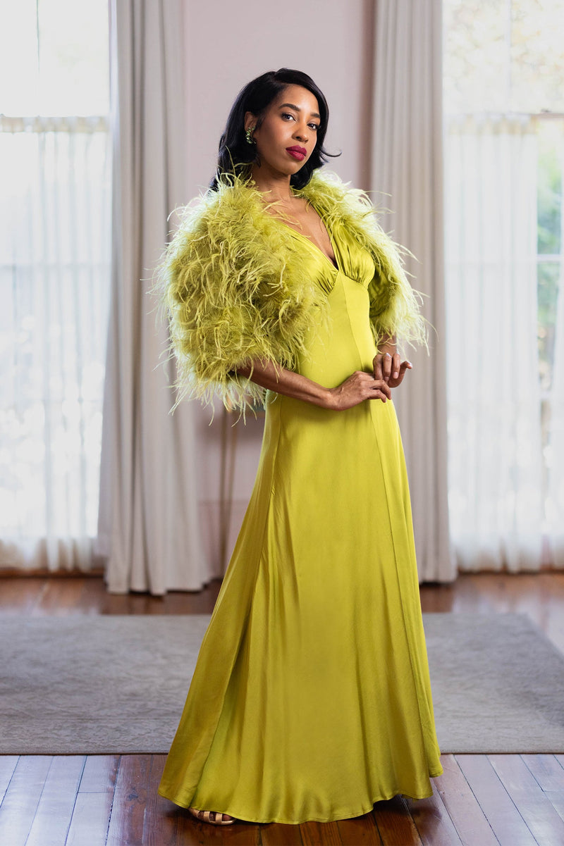 30s Bias Gown - Chartreuse