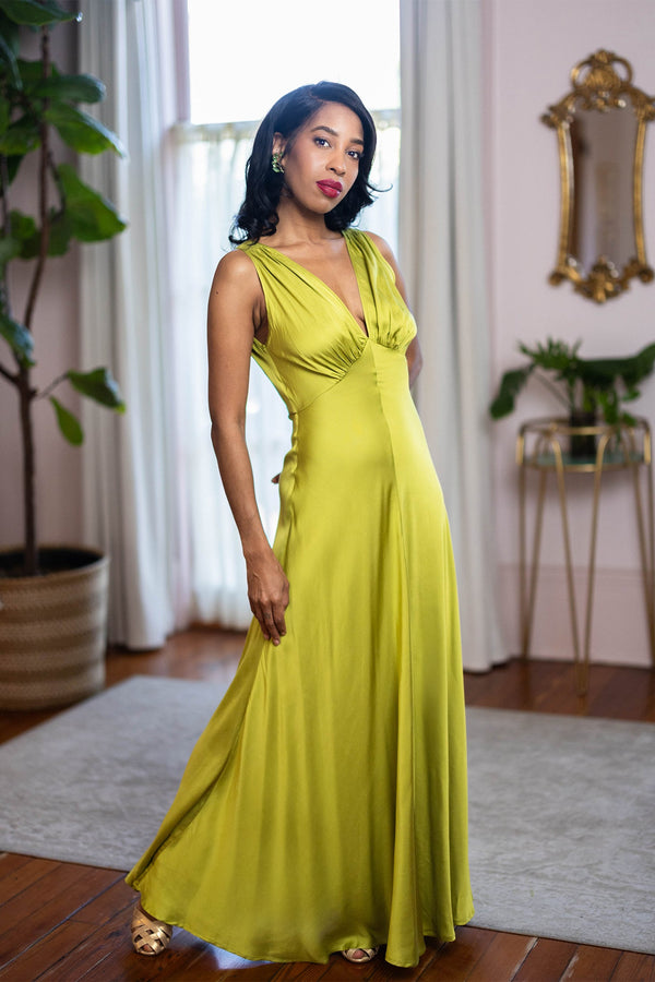 30s Bias Gown - Chartreuse