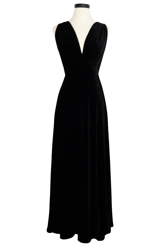 30s Bias Gown - Black Velvet