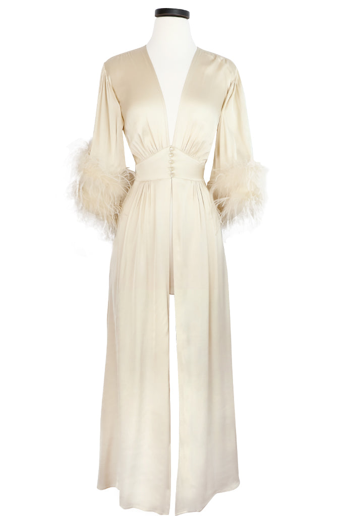 Glam Harlow Robe - ivory Satin