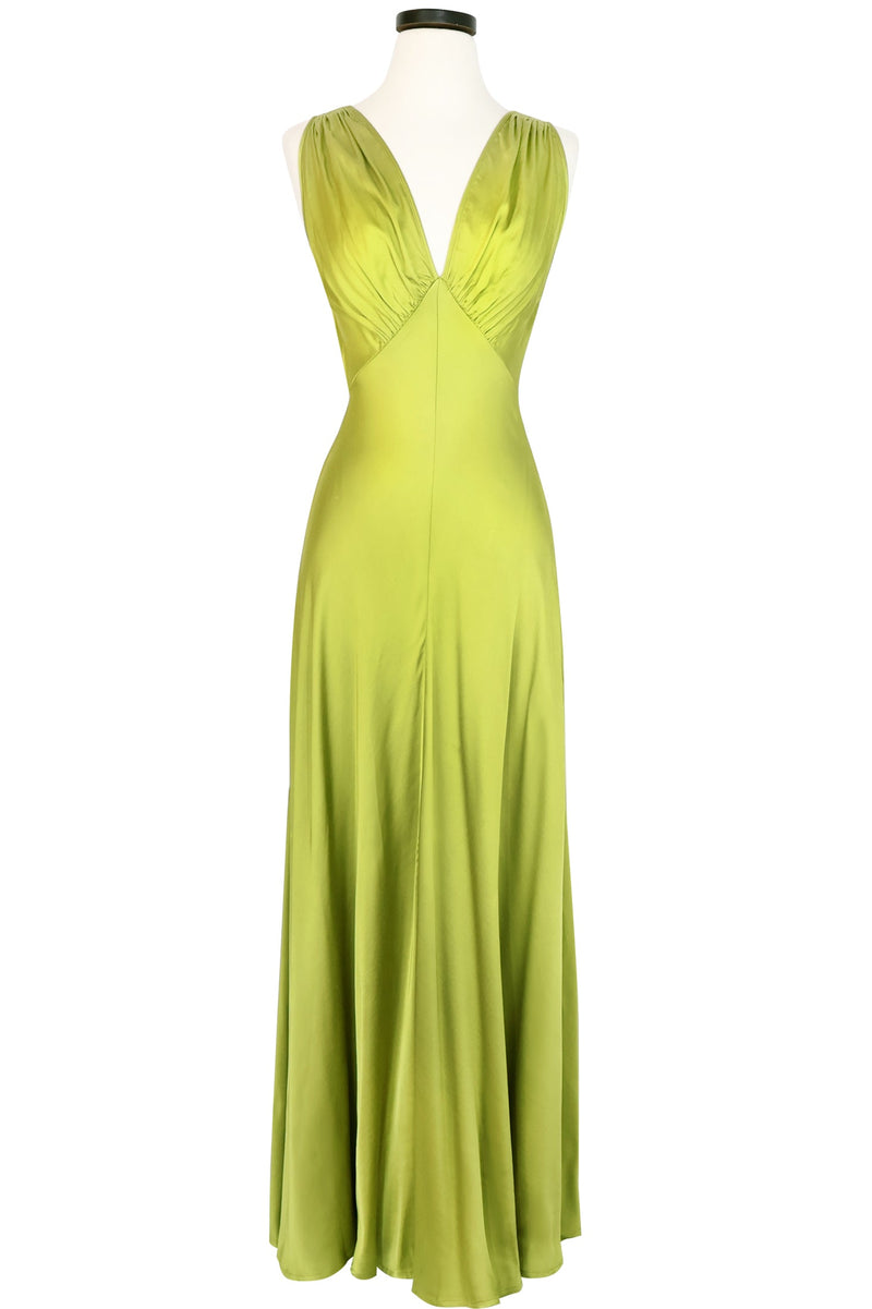 30s Bias Gown - Chartreuse