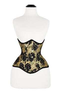 Petite Josephine Underbust Corset - Black Rose on Gold