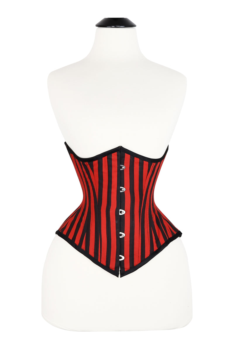 Victorian Underbust Corset - Black and Red Stripe