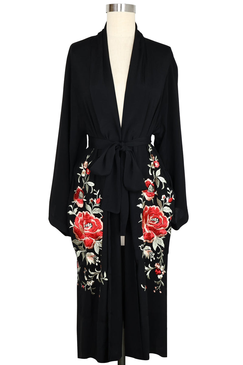 Red Flower Robe Deco Robe - Red Rose Embroidery – Trashy Diva Lingerie