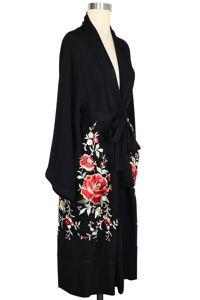 Red Flower Robe Deco Robe - Red Rose Embroidery – Trashy Diva Lingerie