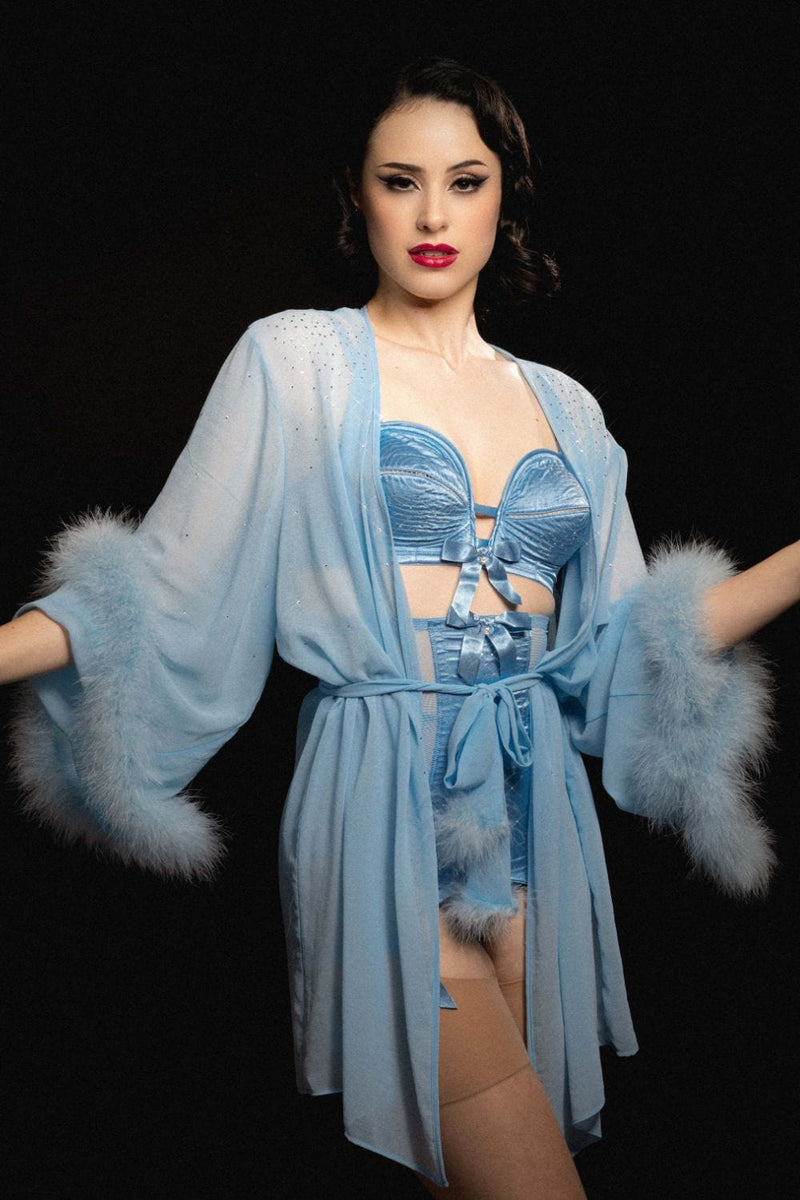 Bettie Page Marilyn Diamante Feather Robe