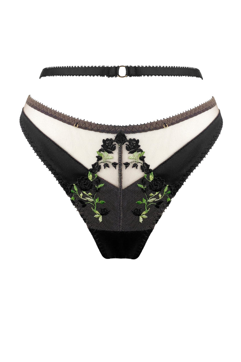 Edge O Beyond Charlotte Noir Silk Thong