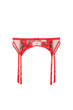 Fleur Du Mal Tomato Embroidery Garter Belt