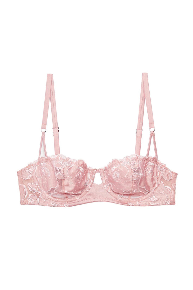 Fleur Du Mal Rose Logo Embroidery Balconette Bra