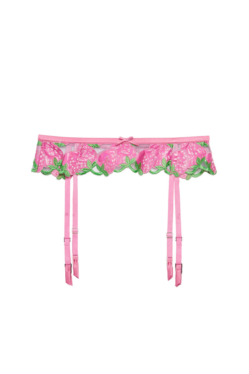 Fleur Du Mal Strawberry Embroidery Garter