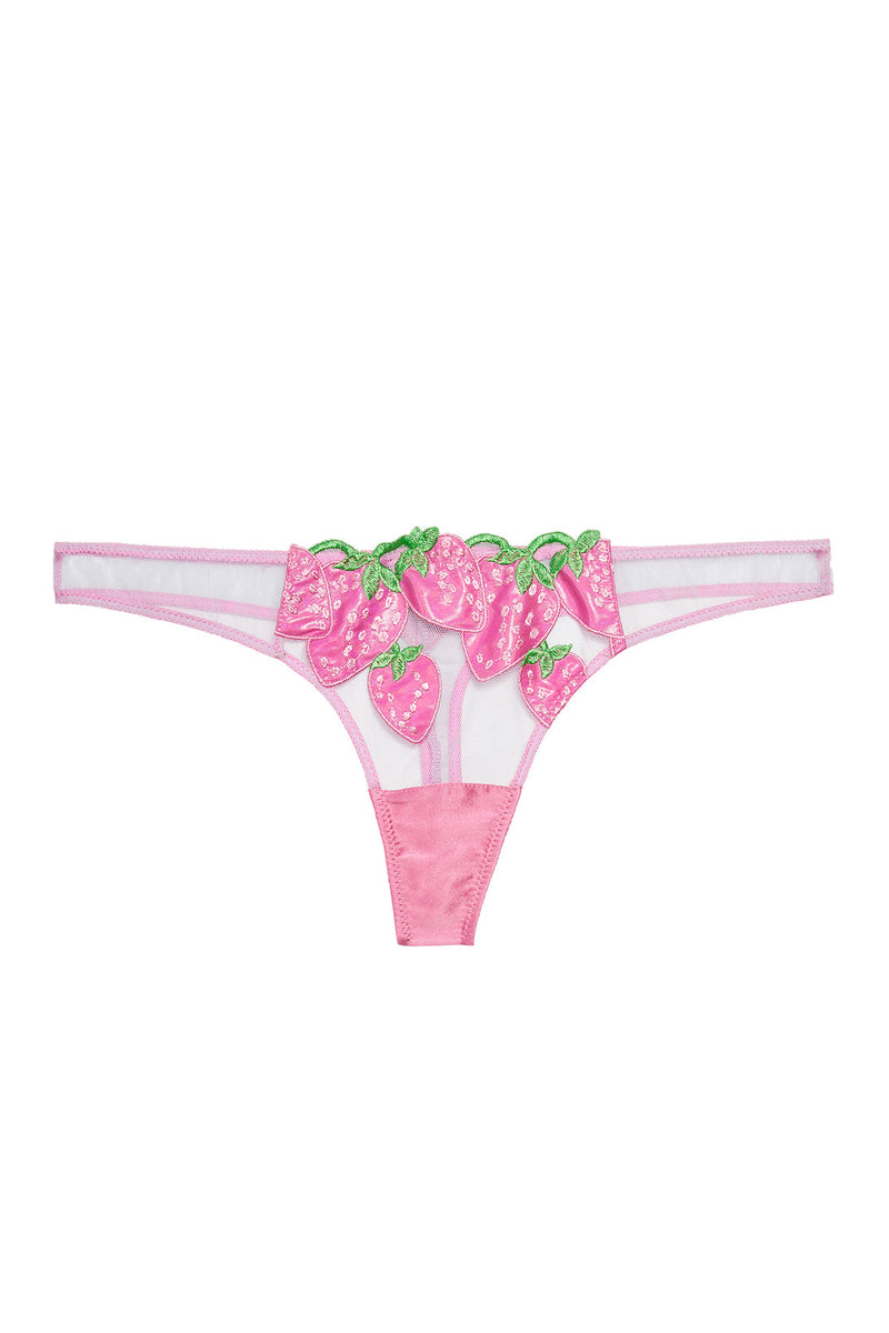 Fleur Du Mal Strawberry Embroidery Thong