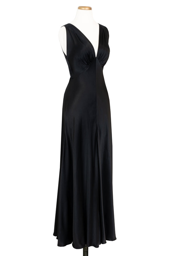 1930s Bias Gown - Black Satin