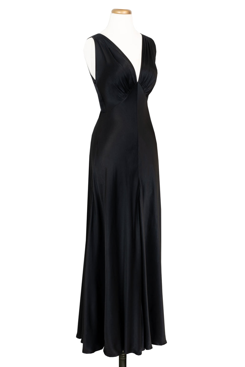 1930s Bias Gown - Black Satin