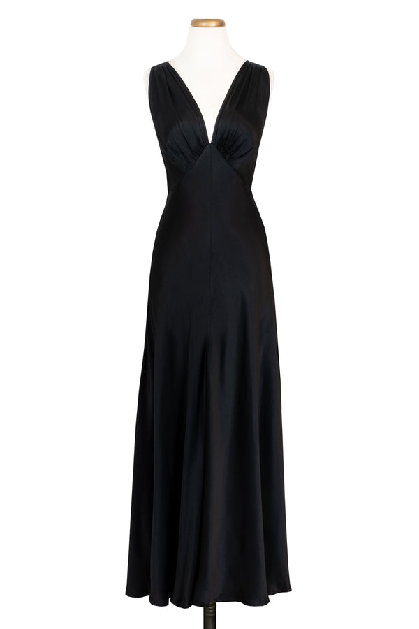 1930s Bias Gown - Black Satin