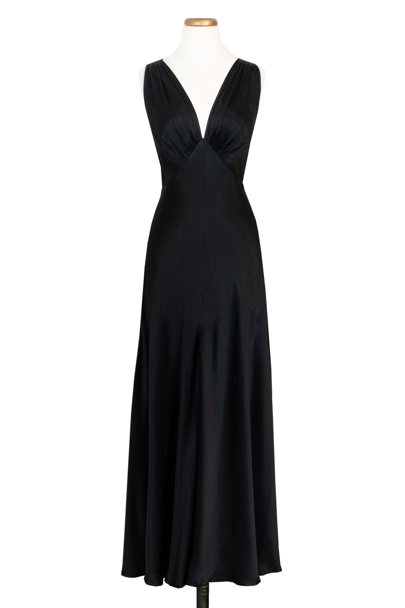 1930s Bias Gown - Black Satin