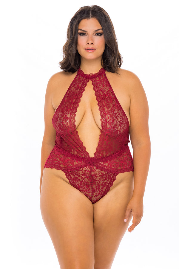 Oh La La Cheri Soft Lace Keyhole Teddy