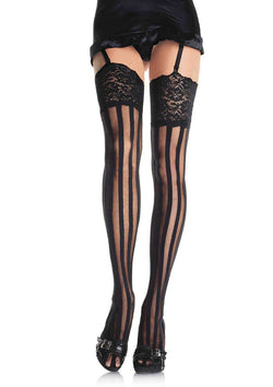 Stripe Thigh Highs with Lace Top